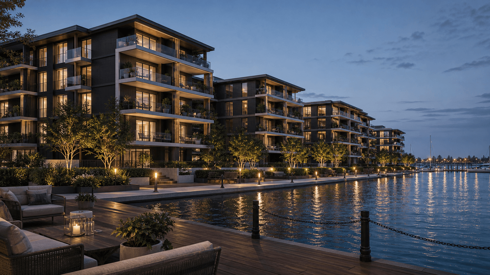Basa City, KVAN Group-un yaşayış kompleksi, hovuz ətrafı